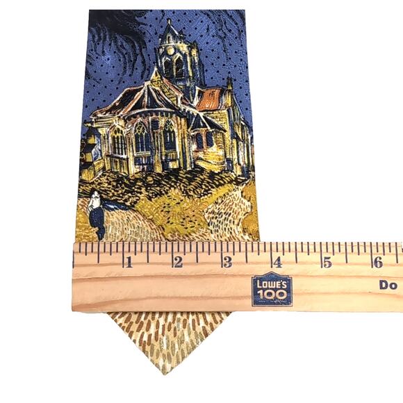 VTG 90s Museum Boutique Silk Tie Vincent Van Gogh The Church Of Auver Suroise - Picture 7 of 8